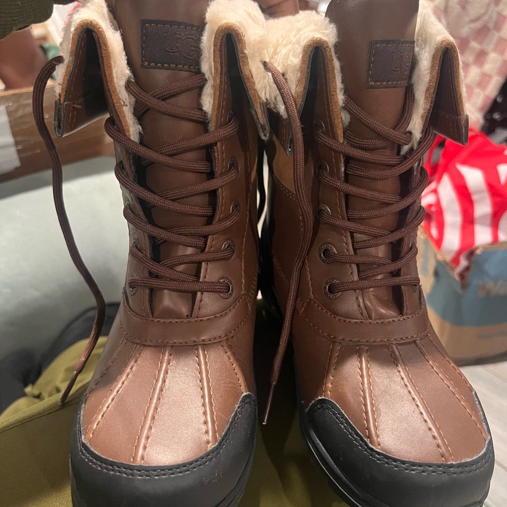 UGG Brown and Black Lace-Up Winter Boots